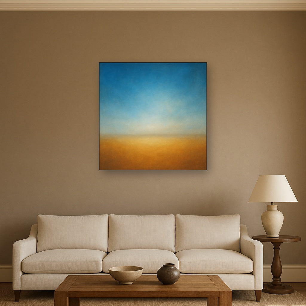 Celestial Azure & Warm Ochre Equilibrium No. 15 Oil Painting - View 2