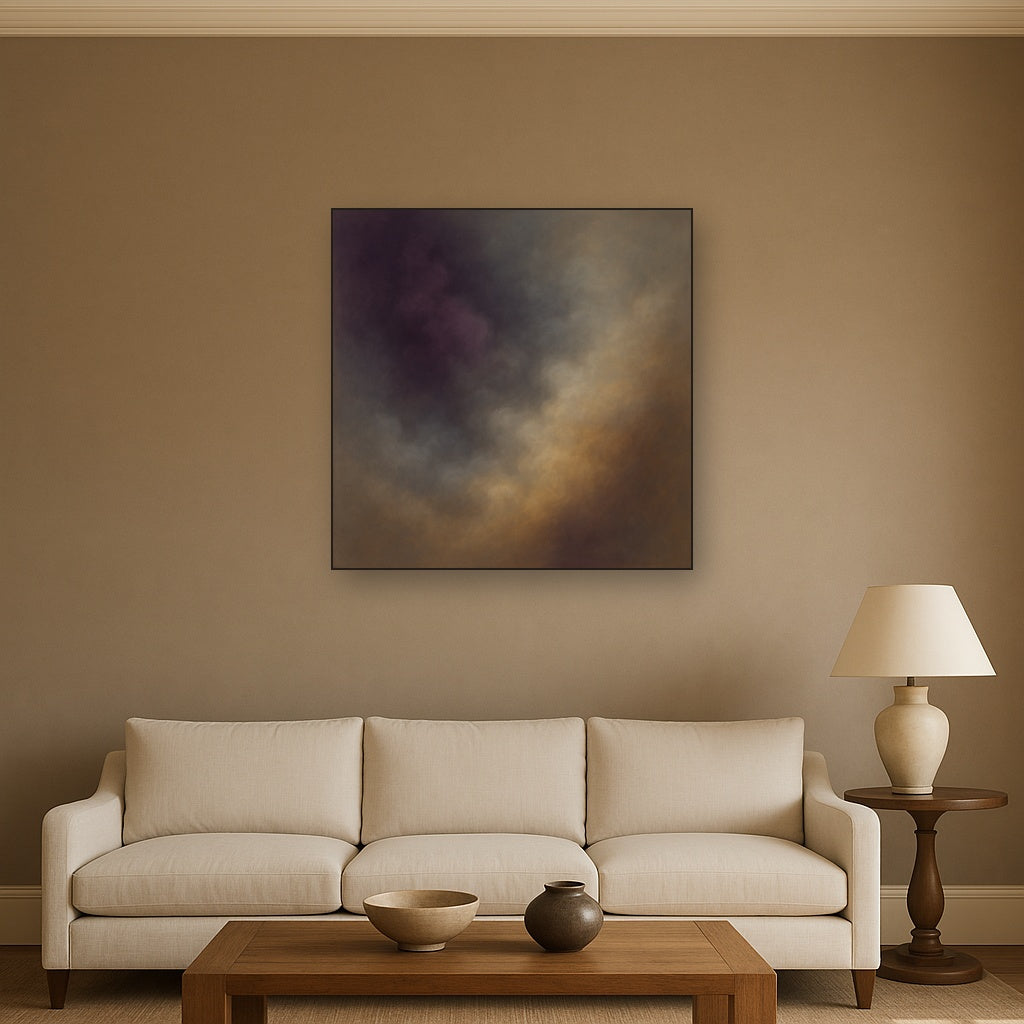 Gilded Plum & Soft Smoke Cloud Harmony No. 14 Oil Painting - View 2