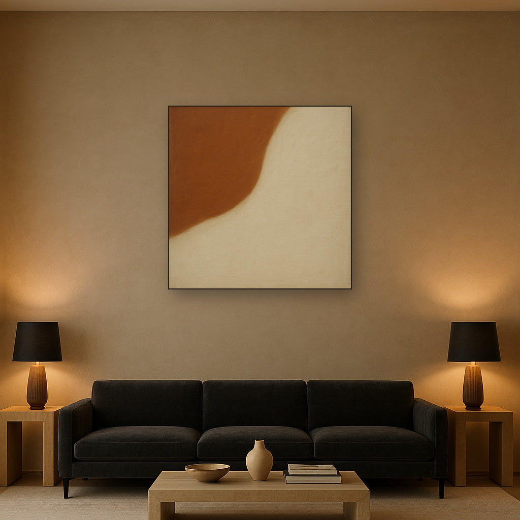 Burnt Umber & Greige Duet No. 7 - Modern Fine Art Oil Painting - View 2