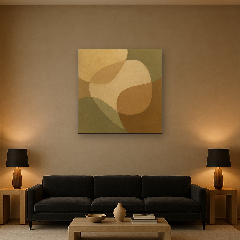 Organic Curved Shapes in Neutral Earth Pigments No. 12 Fine Art Oil Painting - View 2