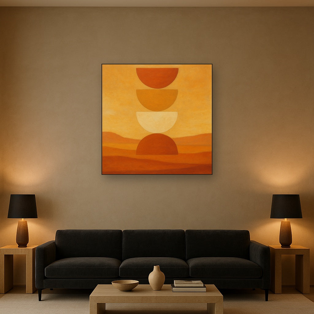 Stacked Semicircle Totem in Desert Warmth No. 5 Fine Art Oil Painting - View 2