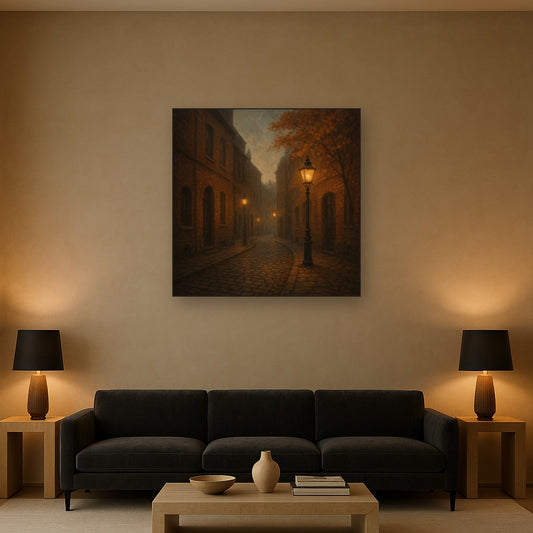 London Gaslamp Alley in Autumn Dusk No. 15 Oil Painting - View 2