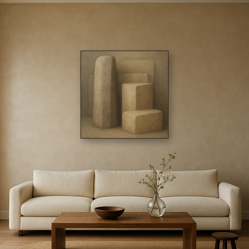 Driftwood Grey & Weathered Stone Monolith No. 24 Oil Painting - View 2