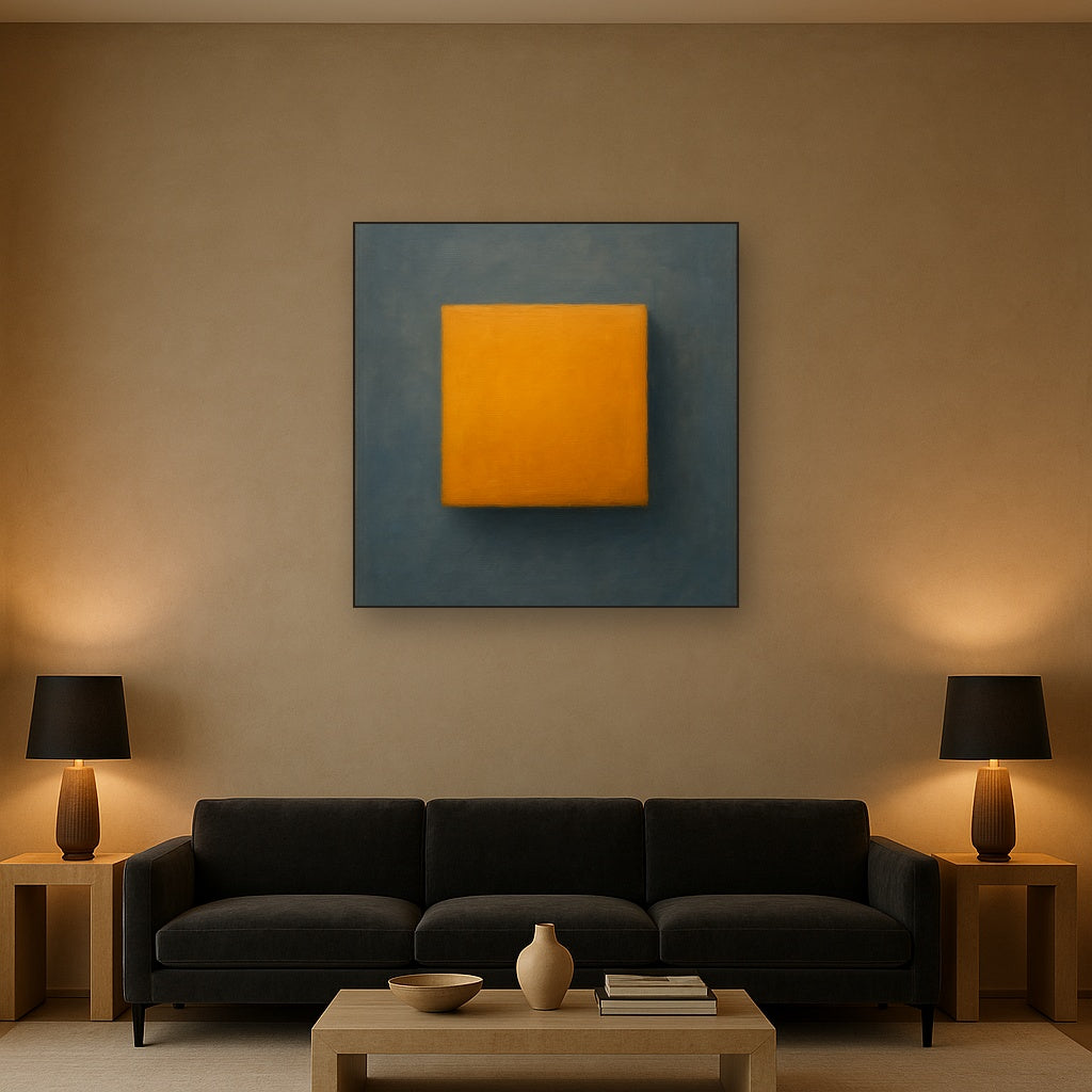 Cadmium Amber & Slate Grey Block No. 10 - Modern Fine Art Oil Painting - View 2