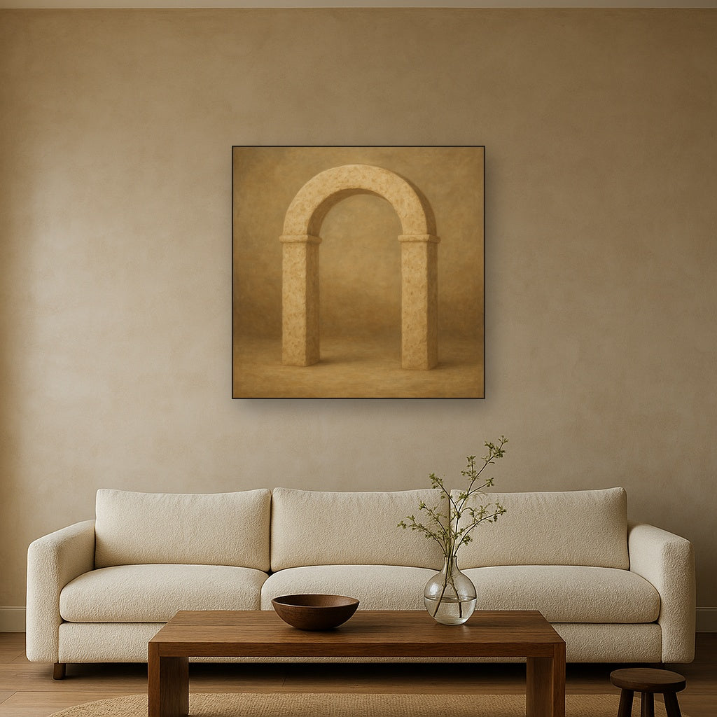 Travertine Stone Arch & Earth Tones No. 8 Oil Painting - View 2