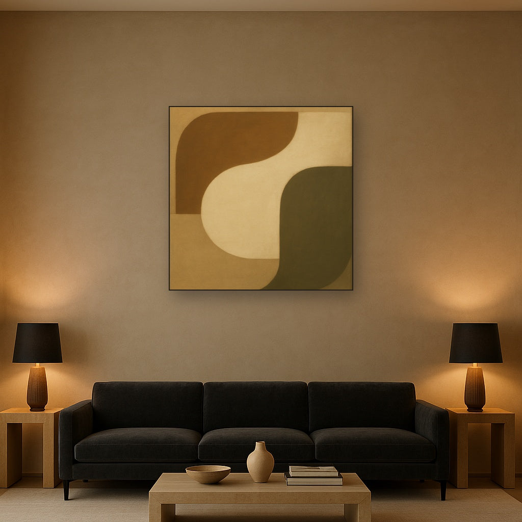 Minimalist Asymmetrical Balance in Raw Umber No. 16 Oil Painting - View 2