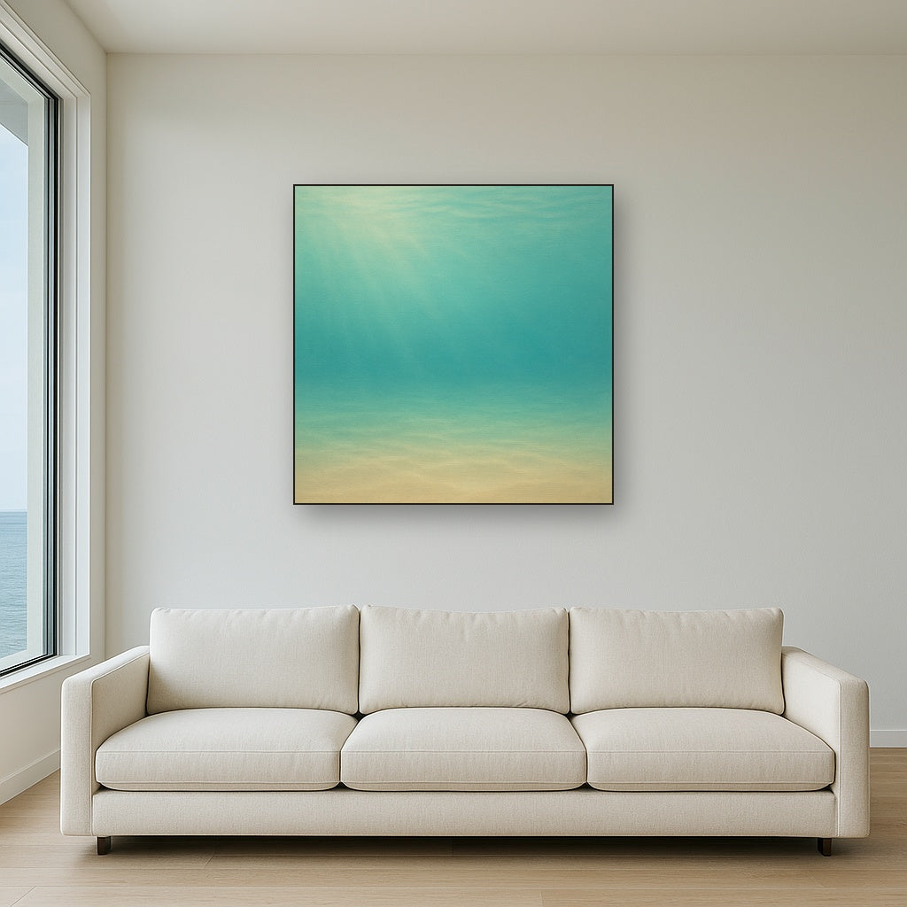 Minimalist Aquamarine Reef Void No. 10 - Modern Fine Art Oil Painting - View 2