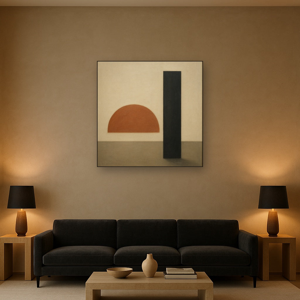 Semicircle Horizon & Minimalist Pillar No. 10 Oil Painting - View 2