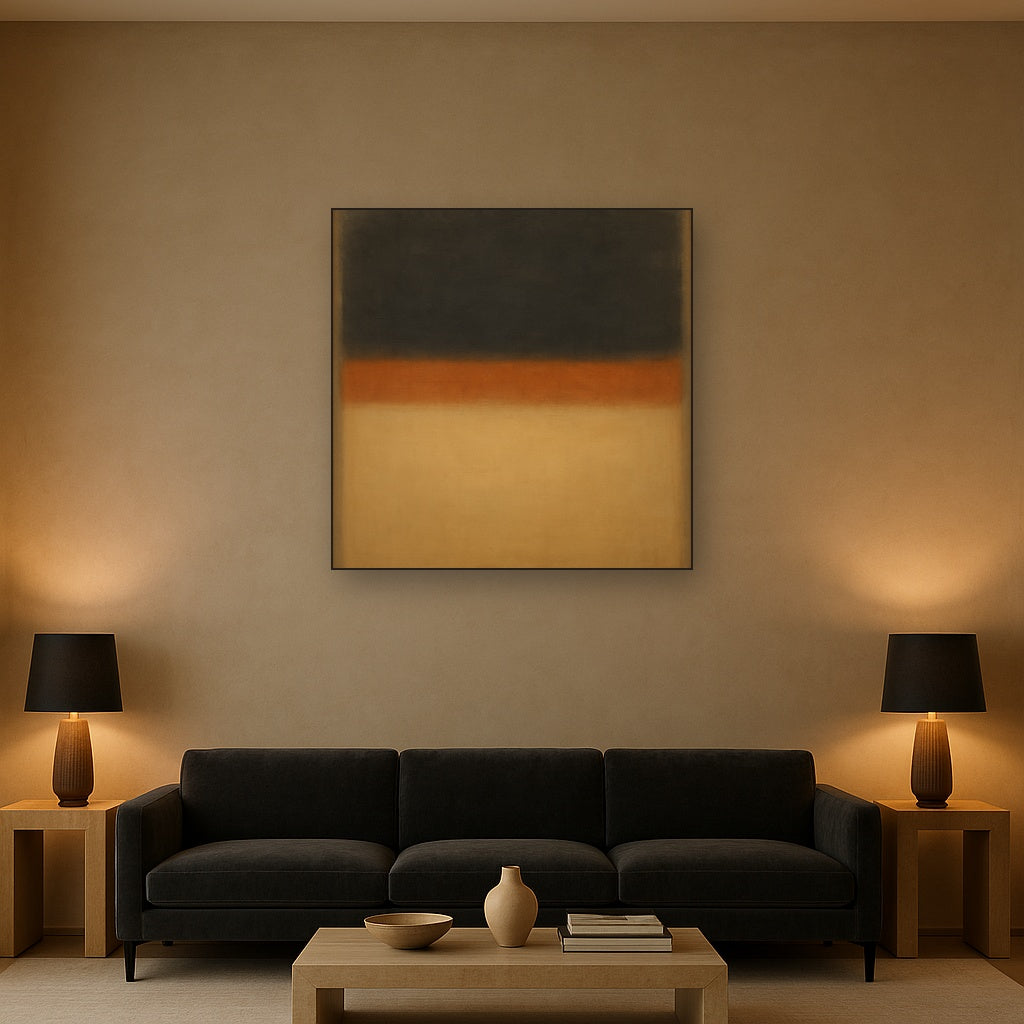 Charcoal Slate & Burnished Copper Horizon No. 6 Oil Painting - View 2