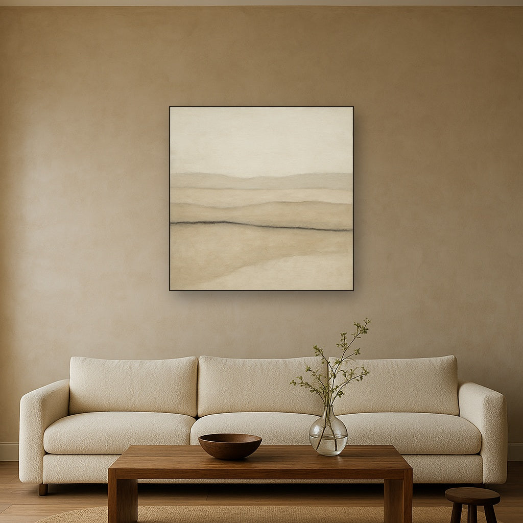 Raw Limestone Horizon & Washed Linen No. 26 Oil Painting - View 2