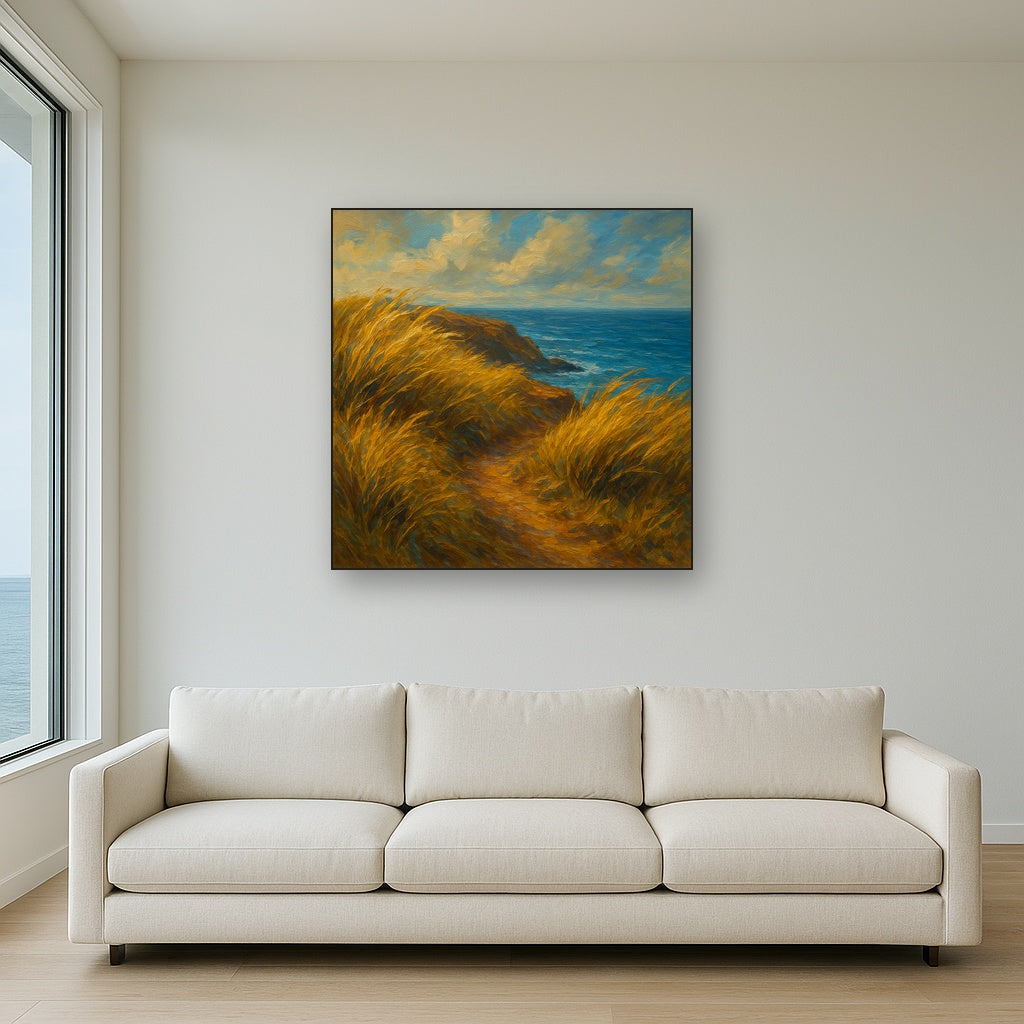 Wild Coastal Grasses on Windswept Bluff No. 8 Fine Art Oil Painting - View 2