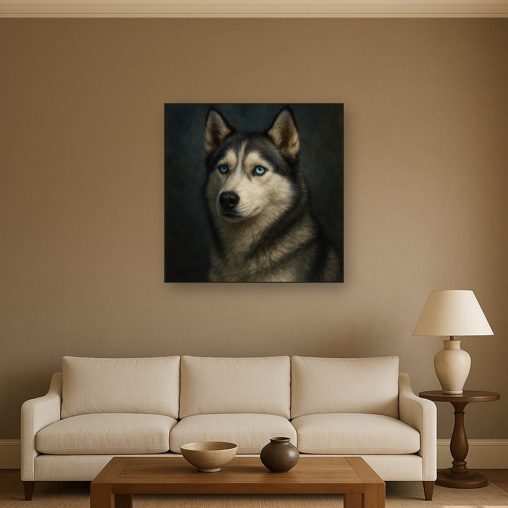 Siberian Husky with Luminous Ice Blue Eyes No. 15 Fine Art Oil Painting - View 2