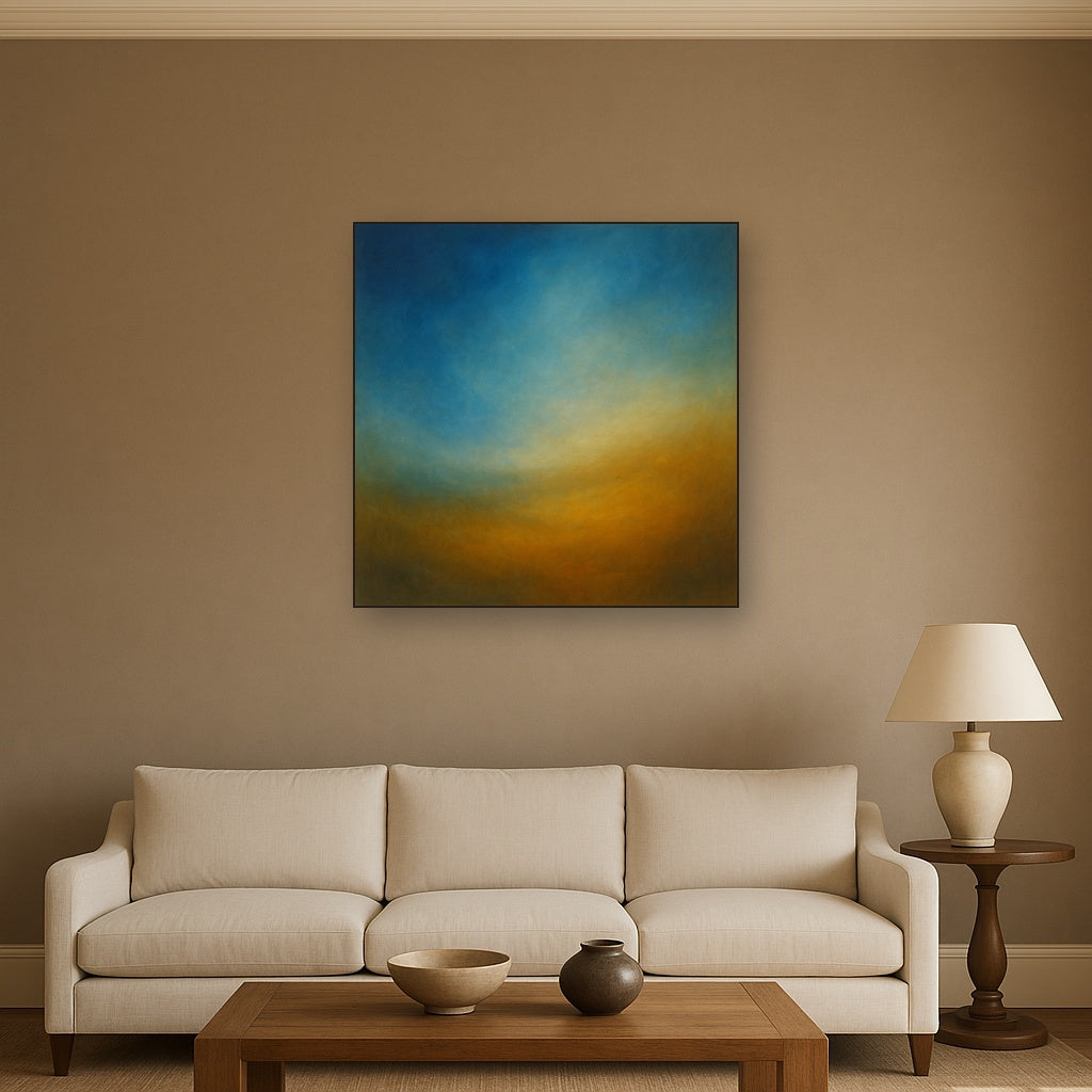 Celestial Azure & Warm Ochre Equilibrium No. 11 Oil Painting - View 2