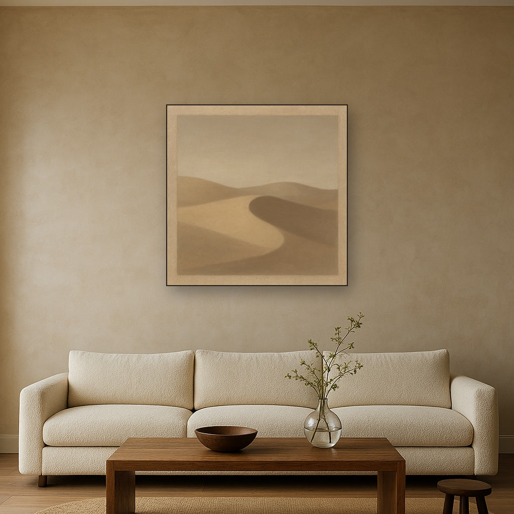 Muted Desert Dune Geometry No. 8 - Modern Fine Art Oil Painting - View 2