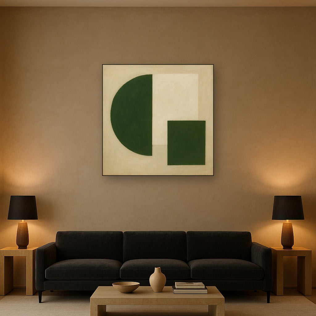 Forest Emerald & Chalk Interlock No. 6 - Modern Fine Art Oil Painting - View 2
