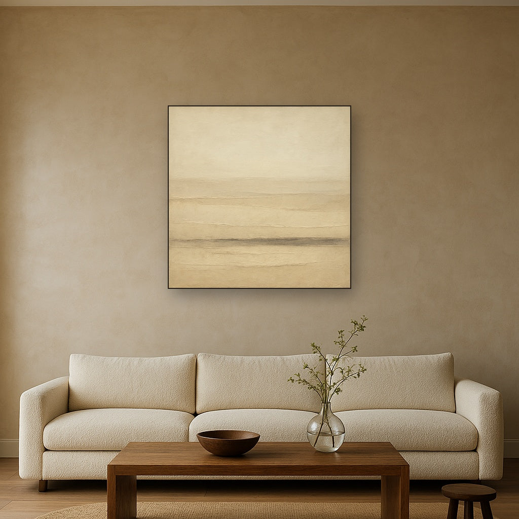 Raw Limestone Horizon & Washed Linen No. 16 Oil Painting - View 2