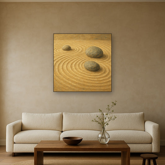 Raked Sand Zen Garden Oil Painting - View 2