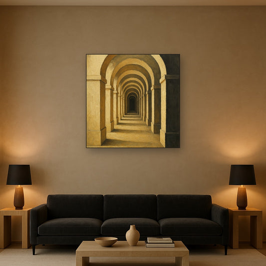Bauhaus Archway in Neutral Tones Oil Painting - View 2