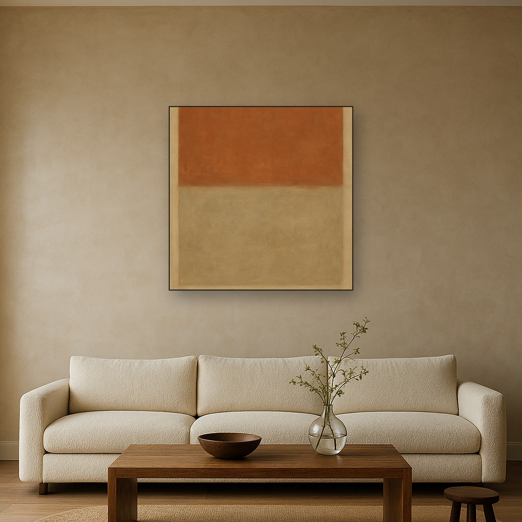 Terracotta & Greige Earth Bands No. 6 - Modern Fine Art Oil Painting - View 2