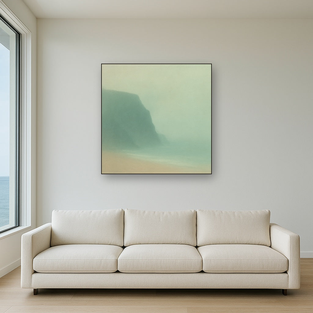Solitary Headland in Fog No. 9 - Modern Fine Art Oil Painting - View 2