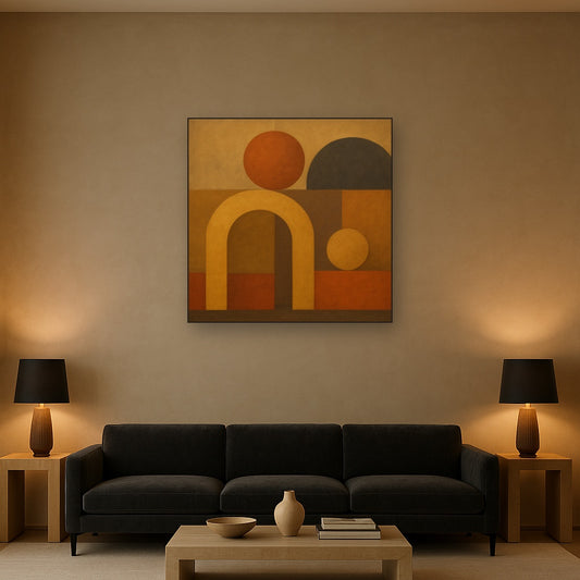 Arch & Circle Equilibrium in Warm Earth Tones No. 11 Oil Painting - View 2
