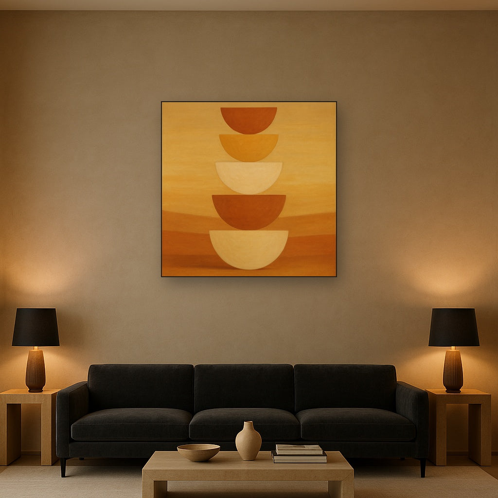 Stacked Semicircle Totem in Desert Warmth No. 10 Fine Art Oil Painting - View 2