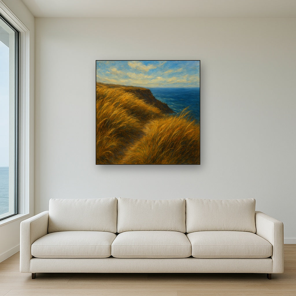 Wild Coastal Grasses on Windswept Bluff No. 3 Fine Art Oil Painting - View 2