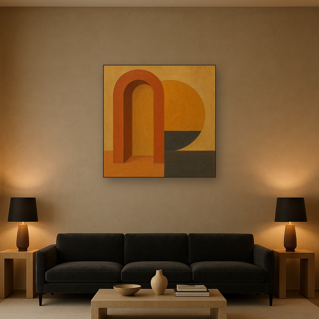 Bauhaus Archway & Terracotta Semicircle Suite No. 2 Fine Art Oil Painting - View 2