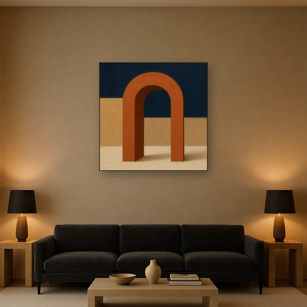 Terracotta Clay & Cream Arch No. 4 - Modern Fine Art Oil Painting - View 2