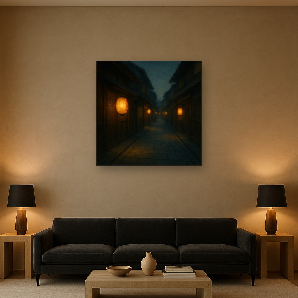 Old Kyoto Gion Alley in Soft Lantern Light No. 4 Oil Painting - View 2
