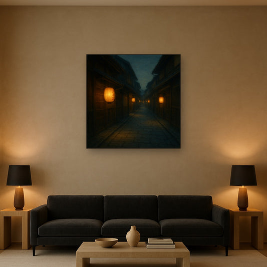 Old Kyoto Gion Alley in Soft Lantern Light No. 4 Oil Painting - View 2
