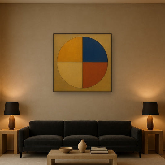Bauhaus Quadrant Harmony in Primary Earth Tones No. 14 Oil Painting - View 2