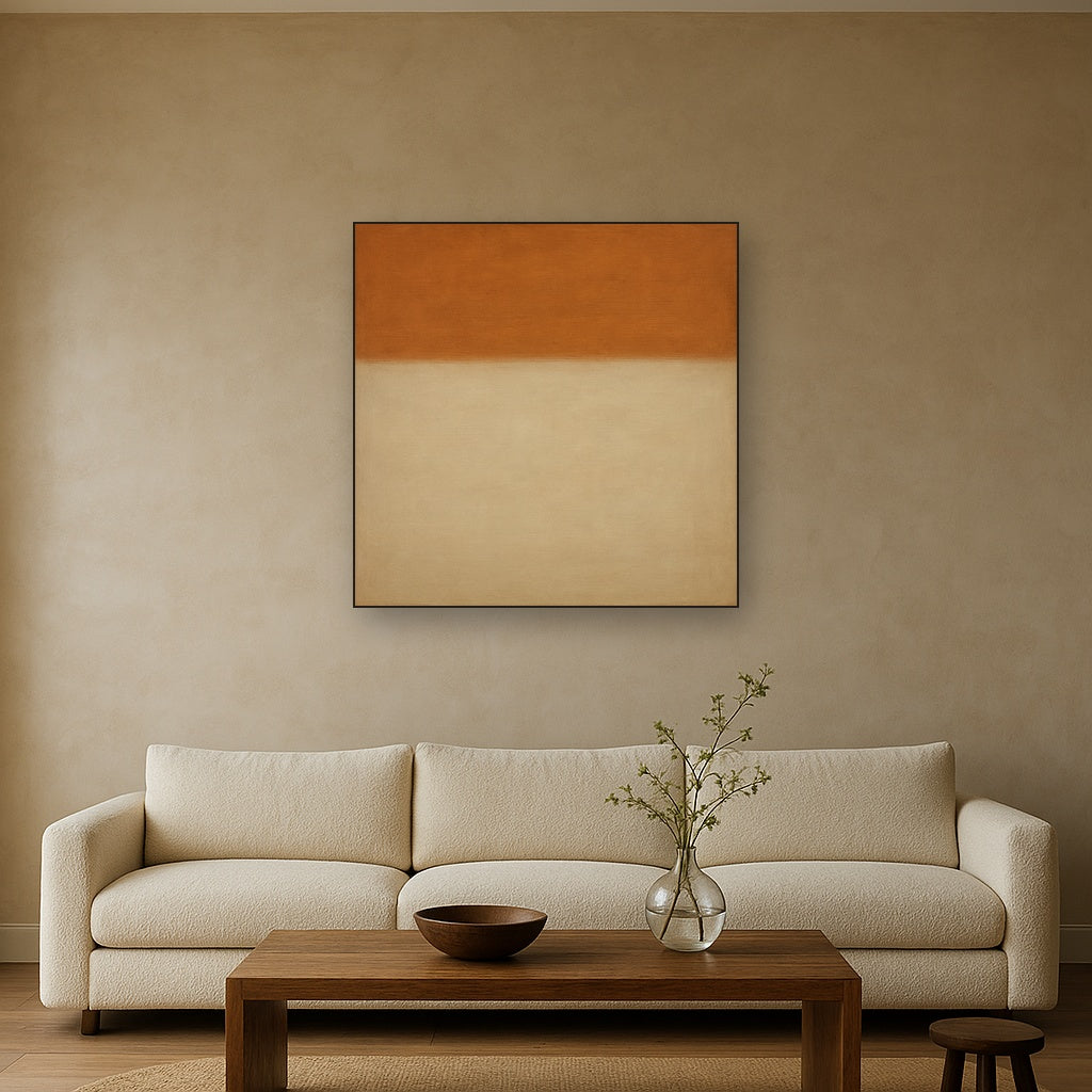 Terracotta & Greige Earth Bands No. 6 - Modern Fine Art Oil Painting - View 2