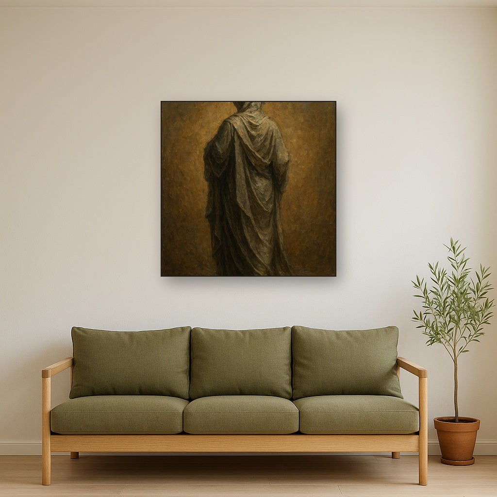 Renaissance Draped Silhouette No. 4 Oil Painting - Styled in Modern Living Room