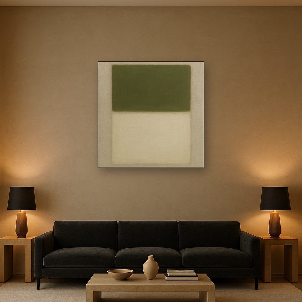 Sage Olive & Alabaster Balance No. 3 - Modern Fine Art Oil Painting - View 2