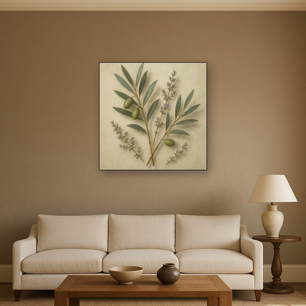 Olive Branches & Wild Thyme Botanical Study No. 14 Fine Art Oil Painting - View 2