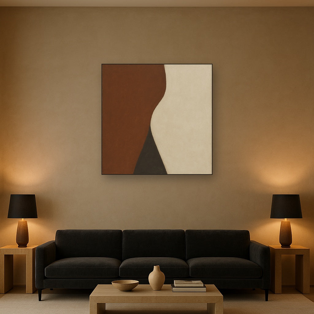 Burnt Umber & Greige Duet No. 7 - Modern Fine Art Oil Painting - View 2