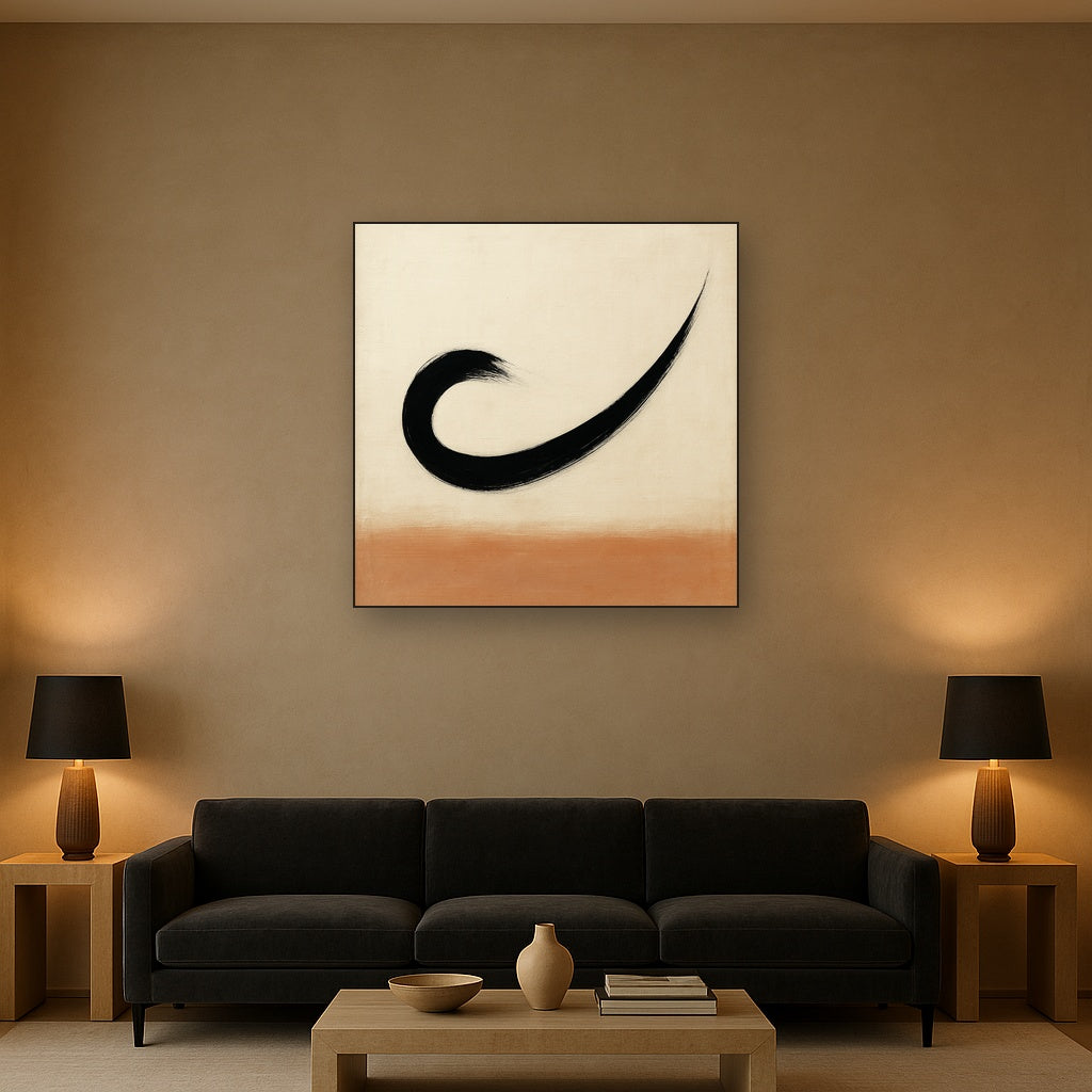 Monochrome Brushstroke Void No. 5 - Modern Fine Art Oil Painting - View 2