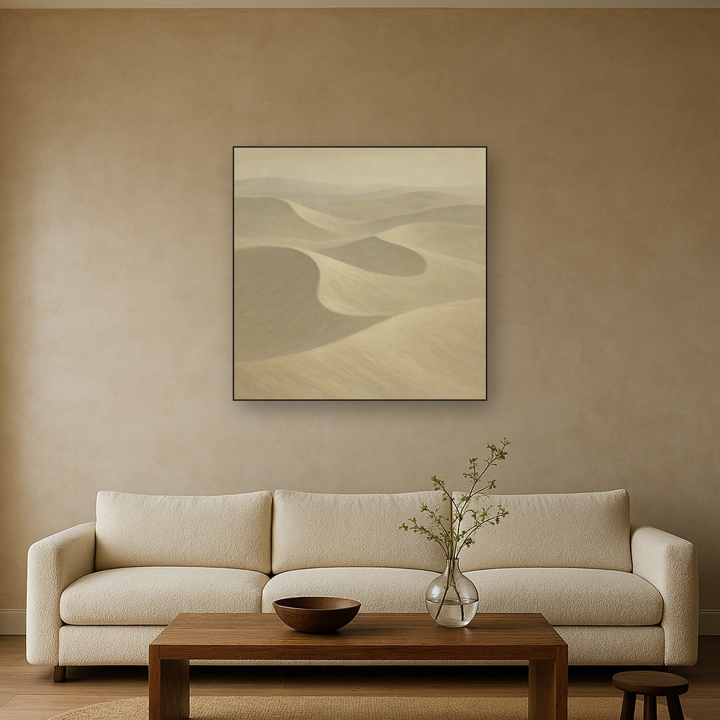 Monochrome Sand Dune Contours & Pale Slate No. 3 Oil Painting - View 2