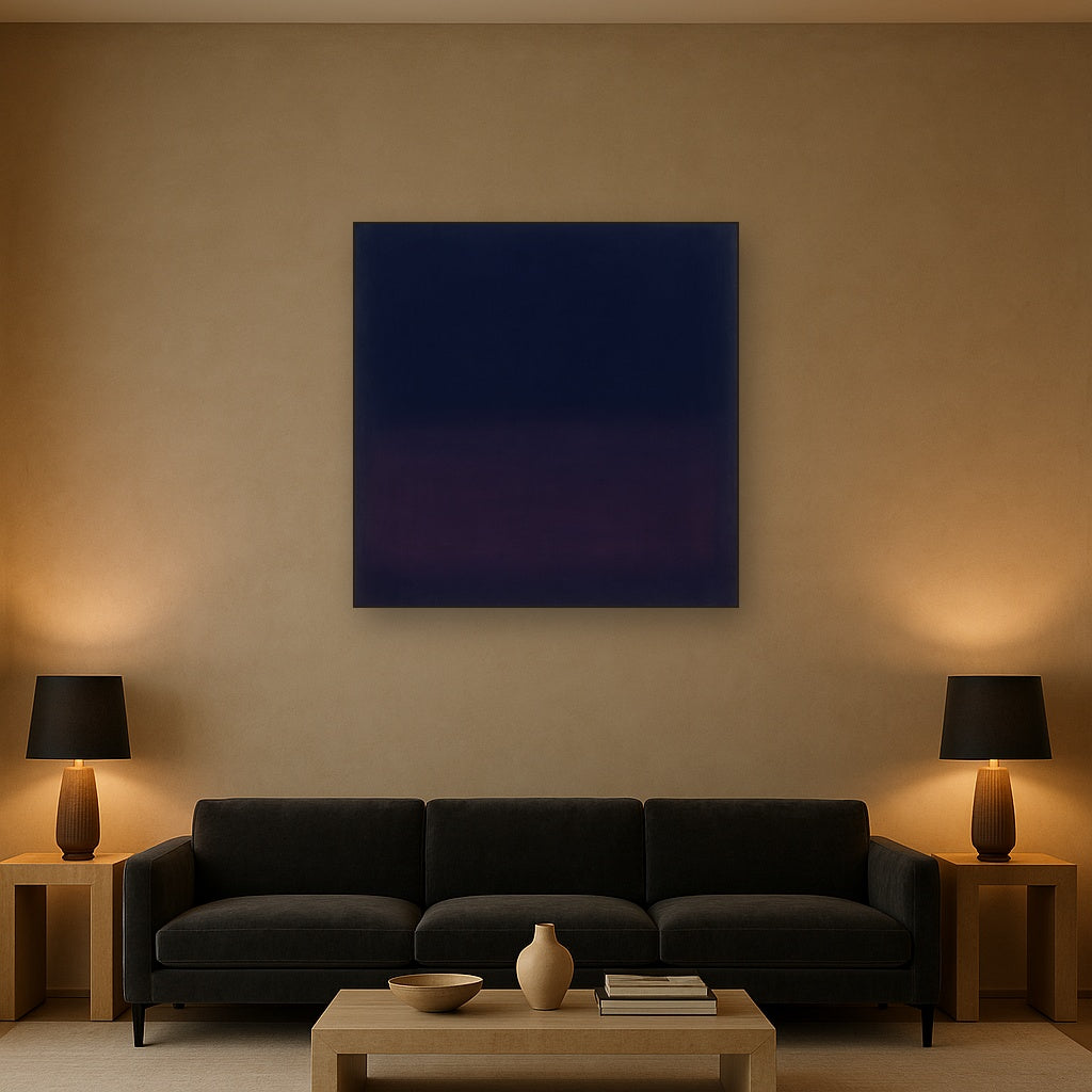 Deep Indigo & Midnight Plum Ambient Field No. 14 Oil Painting - View 2