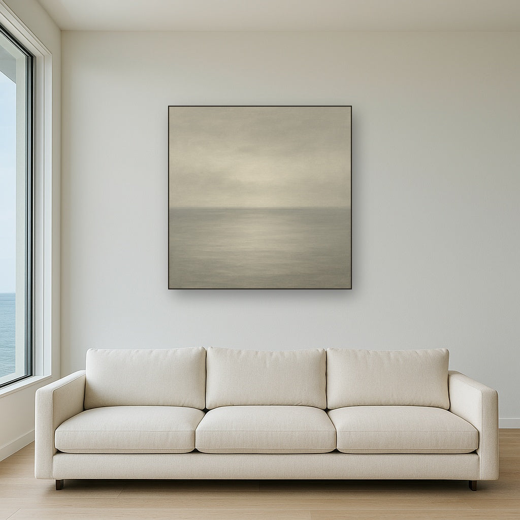 Monochrome Ocean Silence No. 5 - Modern Fine Art Oil Painting - View 2