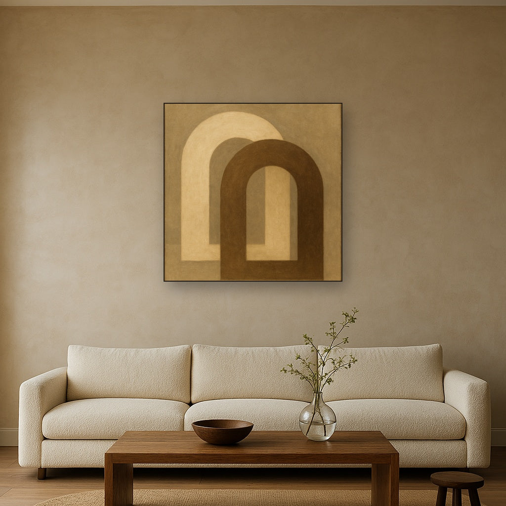 Minimalist Japandi Archways No. 10 - Modern Fine Art Oil Painting - View 2
