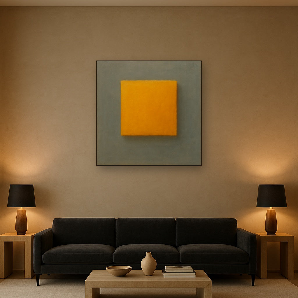 Cadmium Amber & Slate Grey Block No. 10 - Modern Fine Art Oil Painting - View 2