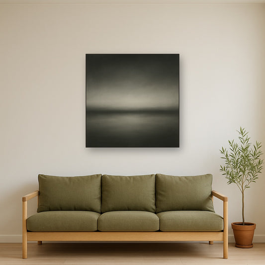 Monochrome Charcoal Drift & Soft Sfumato Horizon No. 17 Oil Painting - View 2