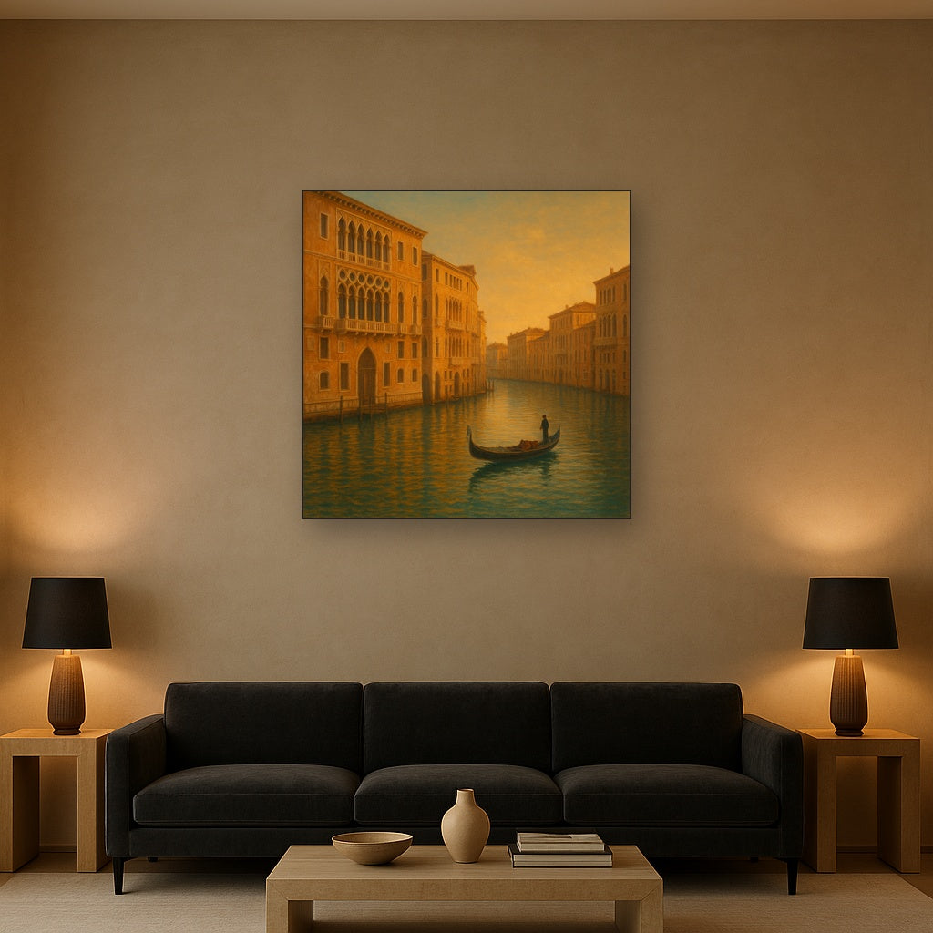 Venetian Canal Palaces at Golden Hour No. 16 Oil Painting - View 2