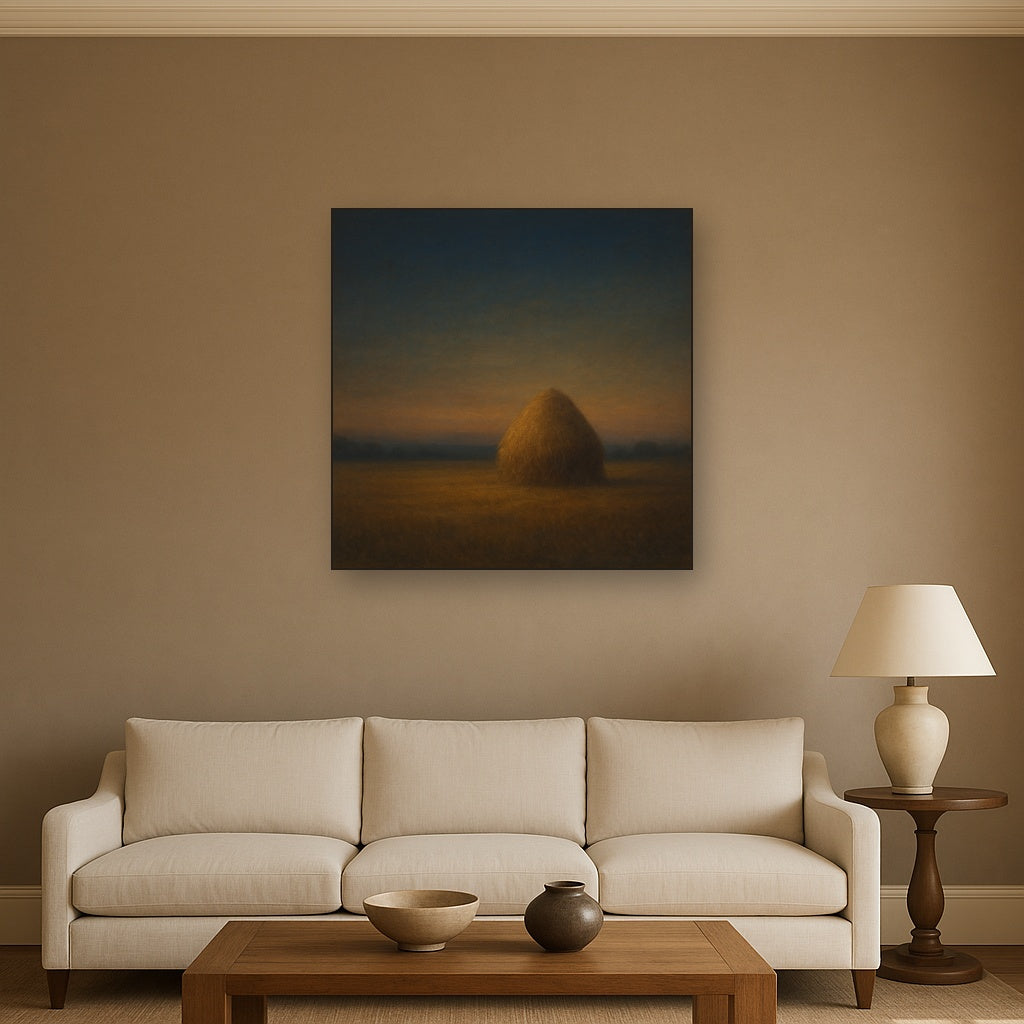 Dusk Horizon over Weathered Haystack No. 6 Oil Painting - View 2