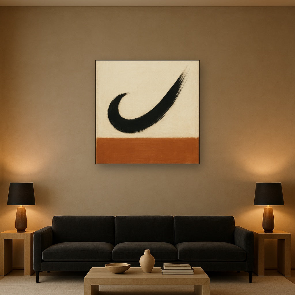 Monochrome Brushstroke Void No. 5 - Modern Fine Art Oil Painting - View 2
