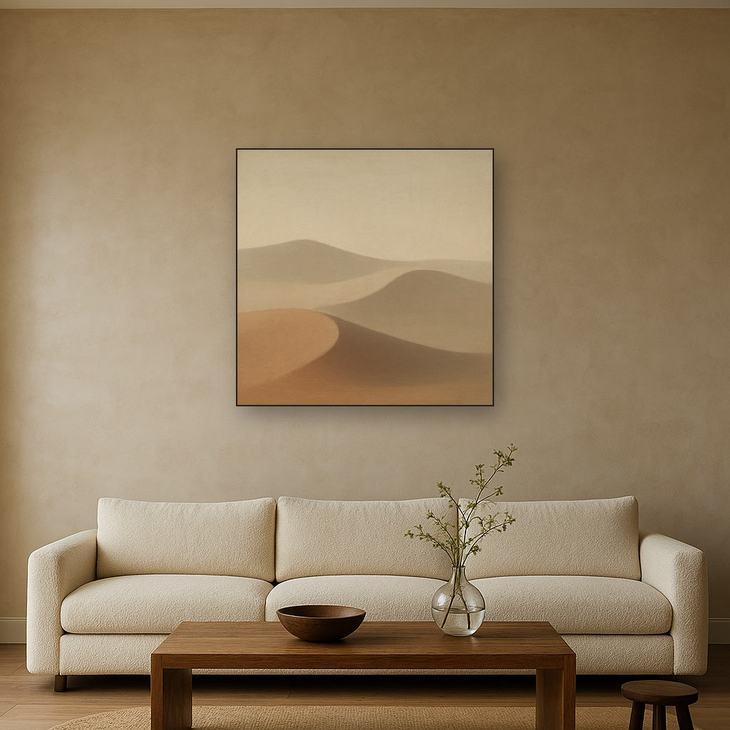 Muted Desert Dune Geometry No. 8 - Modern Fine Art Oil Painting - View 2