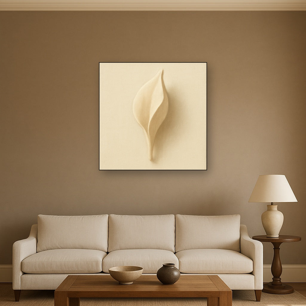 Sculpted Ivory Floral Contour No. 1 - Modern Fine Art Oil Painting - View 2