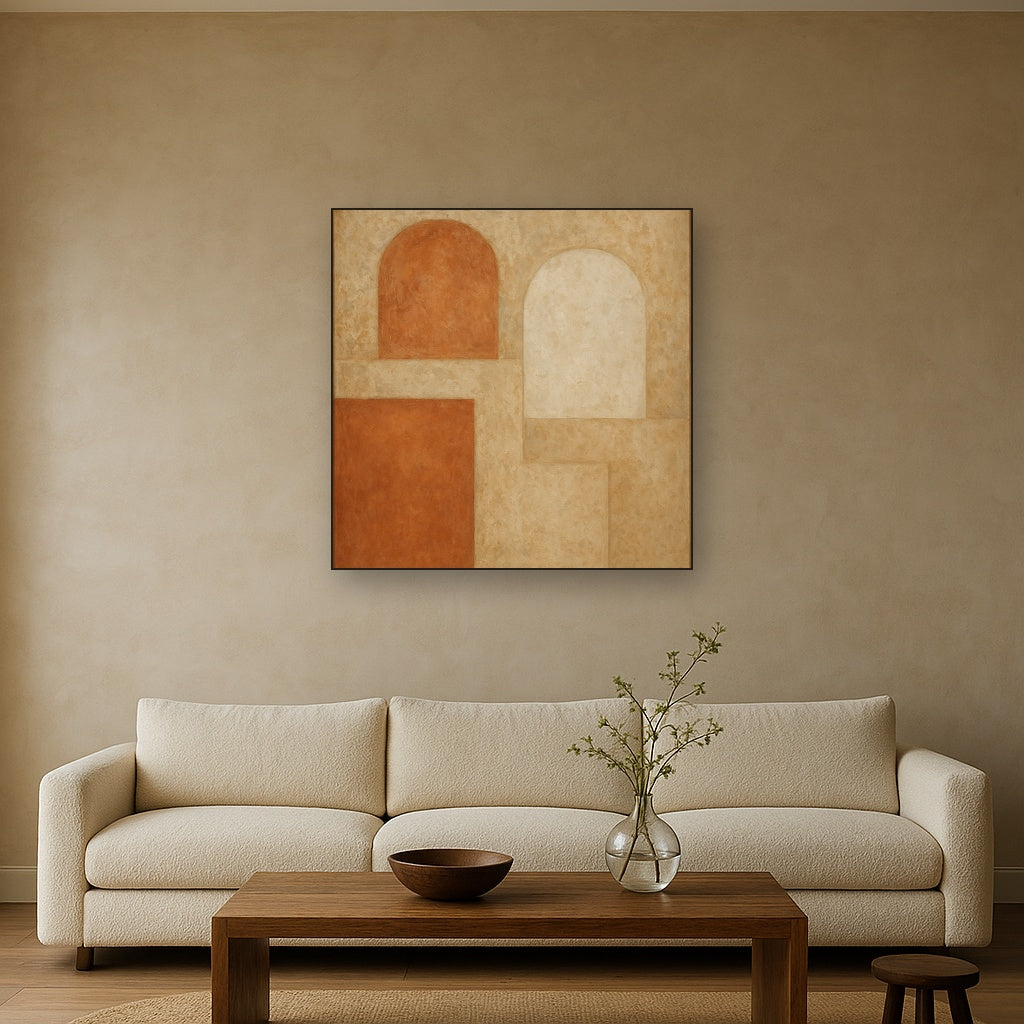 Earthy Terracotta & Weathered Plaster Wash No. 9 Oil Painting - View 2